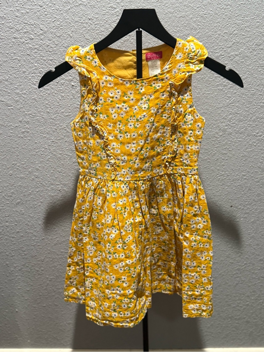 Zunie Yellow Daisy Ruffle-Shoulder Girls Dress Size 7/8